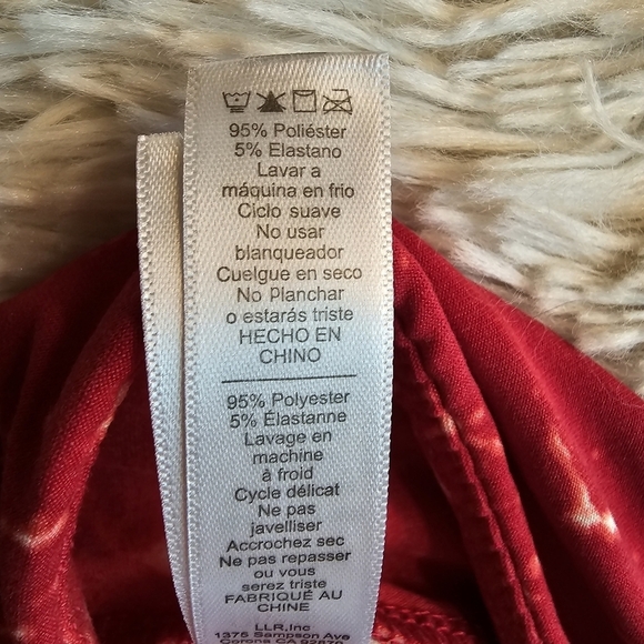 LuLaRoe Red White Star Print One Size OS Leggings Stretch - Picture 9 of 10